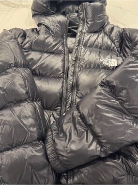 The North Face Shiny Black Down Jacket with Logo Tag